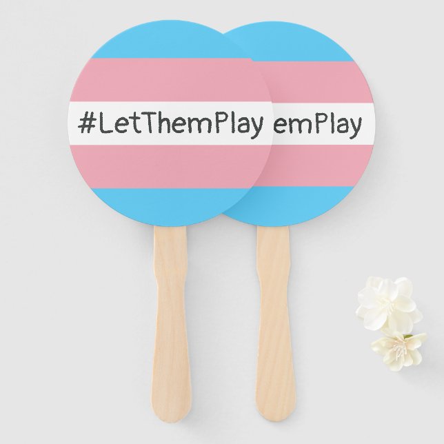 Abanico #LetThemPlay atletas transgénero transgénero bande (Anverso y reverso)
