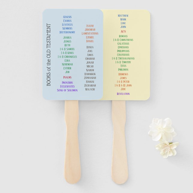 Abanico Libros de fans de la mano de la Biblia (Anverso y reverso)