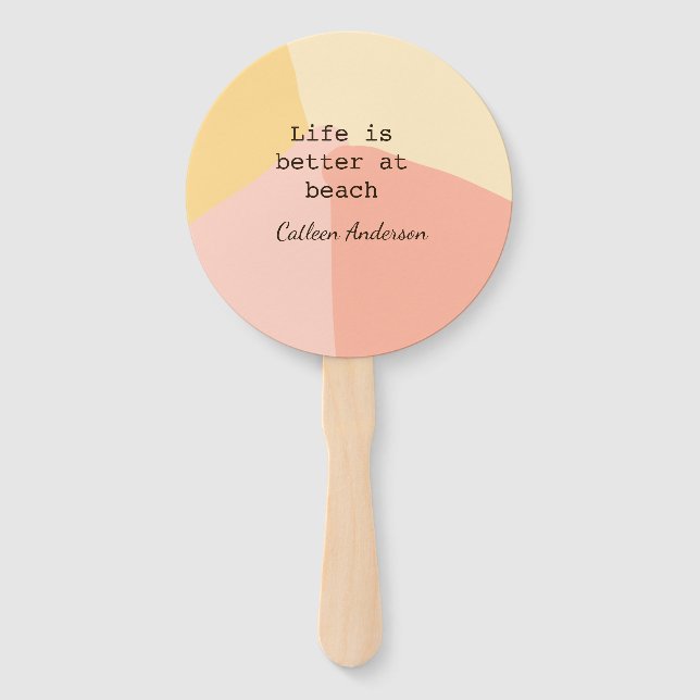 Abanico Life is better at beach yellow orange boho rustic  (Anverso)