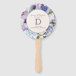 Abanico Lilac Dusty Blue Watercolor Floral Boda