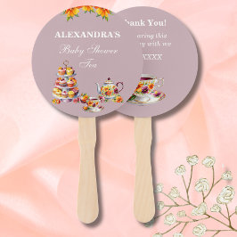 Abanico Lilac Floral Tea Fiesta Baby Shower Hand Fan