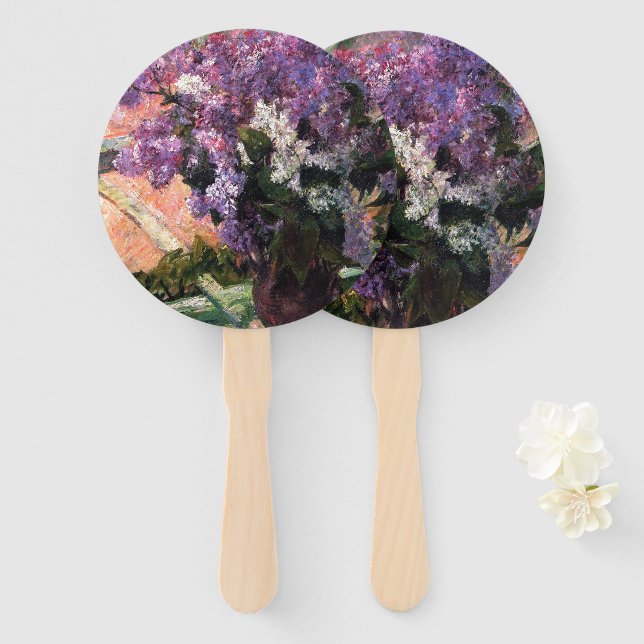 Abanico Lilacs en una ventana de Mary Cassatt (Anverso y reverso)