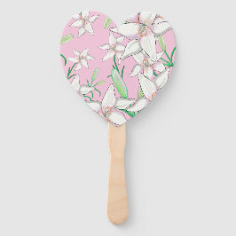 Abanico Lillies blancos sobre el Ilustracion de fondo rosa