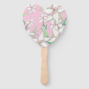 Abanico Lillies blancos sobre el Ilustracion de fondo rosa