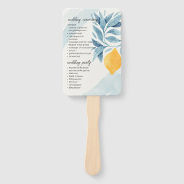 Abanico Limón con hojas azules ilustracion botánico