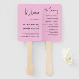 Abanico Lino rosado Simple Boda de escritura negra ventila