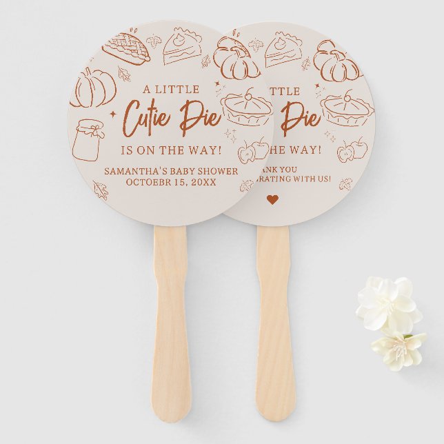 Abanico Little Cutie Pie Fall Baby Shower (Anverso y reverso)