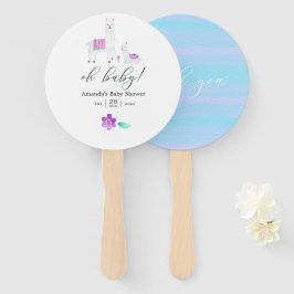 Abanico Llama a acuarela cuta tema Baby Shower