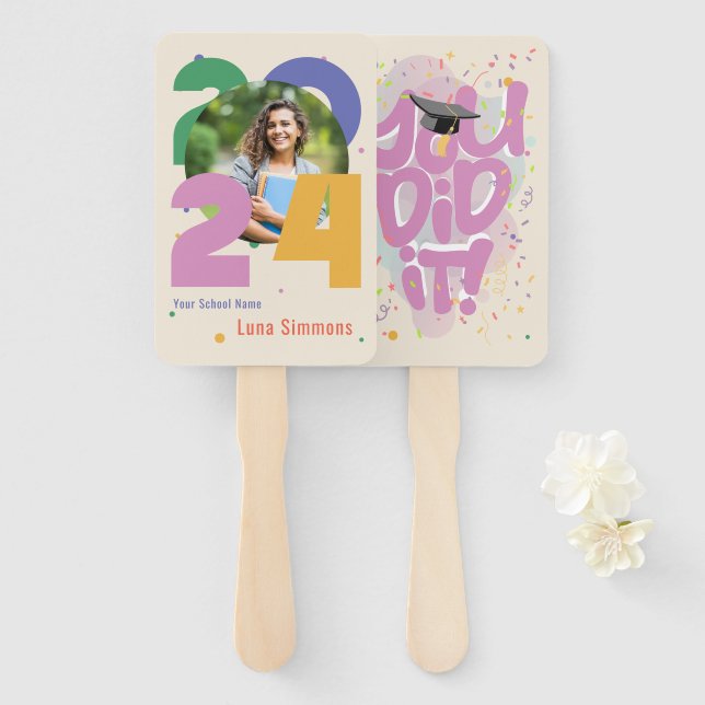 Abanico “¡Lo lograste!” Clase 2024 Foto Personalizada (Anverso y reverso)