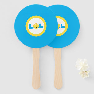Abanico LOL Ríe a Emoji azul amarillo y fuerte y colorido