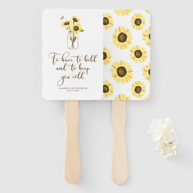 Abanico Los girasoles en Mason Jar para mantenerte frío Bo (Anverso y reverso)