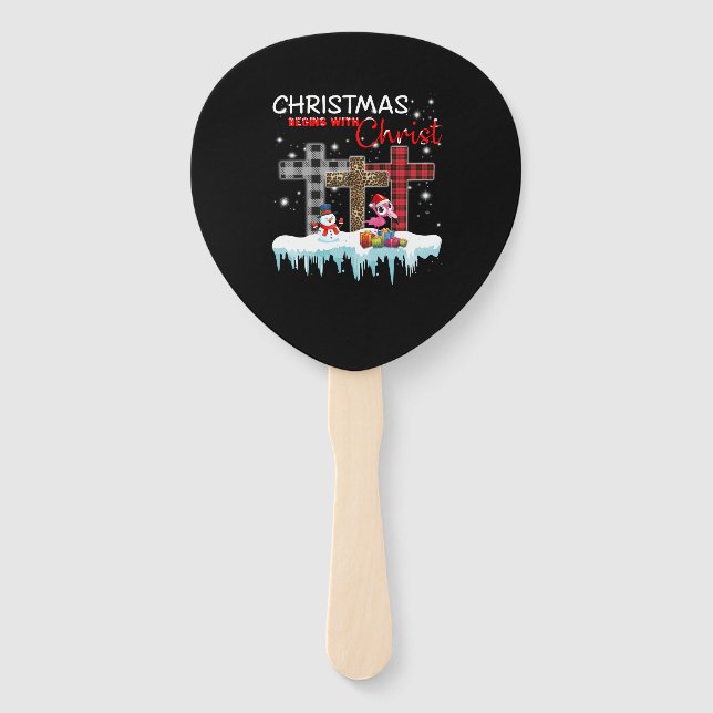 Abanico Los navidades comienzan con Cristo Ama Flamingo (Anverso)