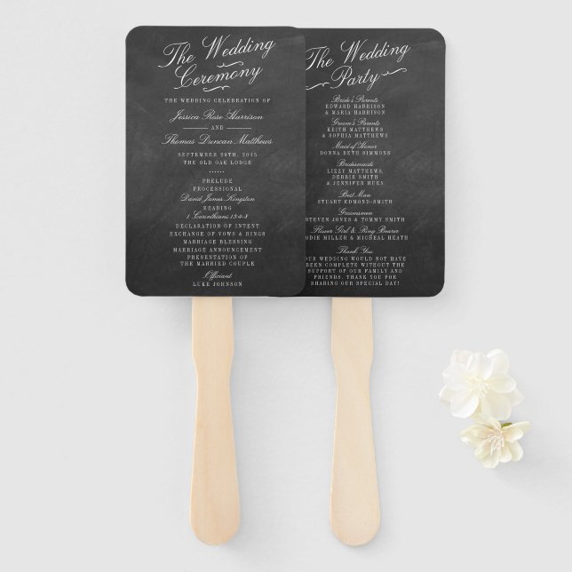 Abanico Los programas de colecta de Bodas Fancy Chalkboard (Anverso y reverso)