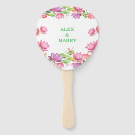 Abanico Loto Floral Acuarela Rosa Elegante