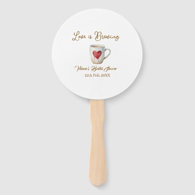 Abanico Love is Brewing white coffee mug heart bridal show (Anverso)