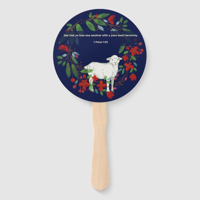 Abanico Love One Another | Lamb & Floral Hand Fans (Anverso)