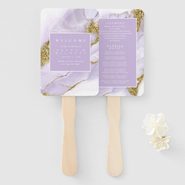 Abanico Lux Ink Lavender Resumen ID990 (Anverso y reverso)