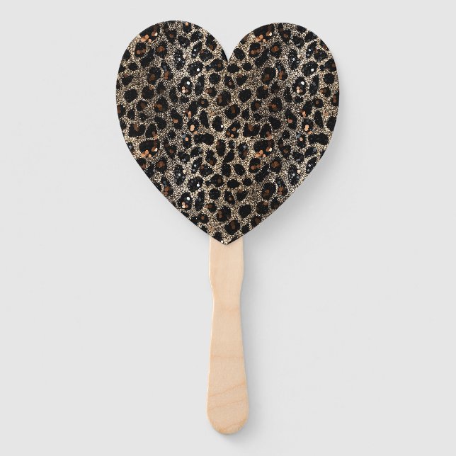 Abanico Luxury Glitter Brown Black Gold Leopard Pattern (Anverso)