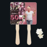 Abanico Luxury Wine 50th Birthday Photo<br><div class="desc">Diseño de lujo Magenta Wine Adulto Aniversario. En la colección Magenta Wine Adult Birthday se pueden encontrar productos que coinciden. Foto: Imagen deFreepik</div>