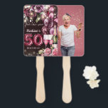 Abanico Luxury Wine 50th Birthday Photo<br><div class="desc">Diseño de lujo Magenta Wine Adulto Aniversario. En la colección Magenta Wine Adult Birthday se pueden encontrar productos que coinciden. Foto: Imagen deFreepik</div>