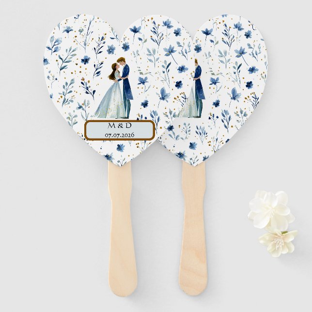 Abanico Magical Wedding Hand Fans – Watercolor Style (Anverso y reverso)