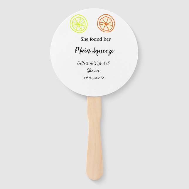 Abanico Main Squeeze lemon citrus bridal shower add name d (Anverso)