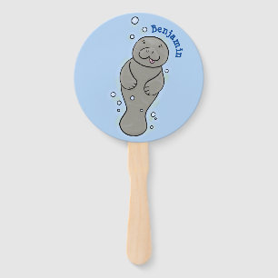 Abanico Manatí de bebé con ilustracion de burbujas