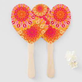 Abanico Mandalas superpuestos naranja rosa amarillo