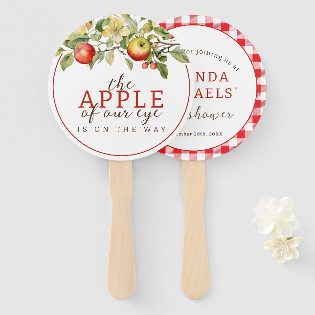 Abanico Manzana acuarela de nuestra ducha bebé de ojos (Anverso y reverso)