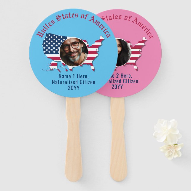 Abanico Mapa de bandera de EE.UU. personalizado de ciudada (Anverso y reverso)