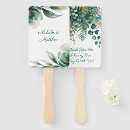 Abanico Marco Floral de Boda Verde Esmeralda y Dorado