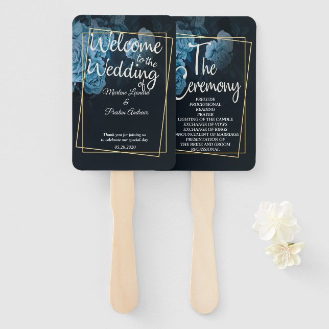 Abanico Marco geométrico de oro de Moda simple (Anverso y reverso)