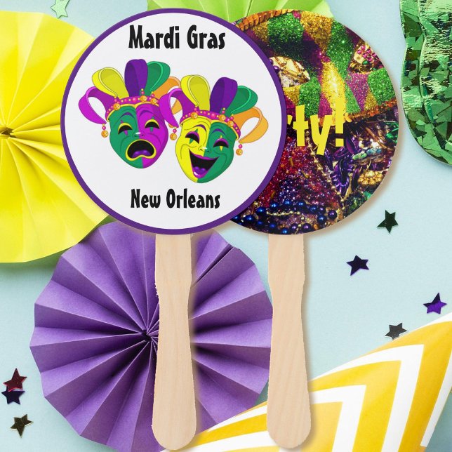 Abanico Mardi Gras Colorful Party Favor Hand Fan (Subido por el creador)