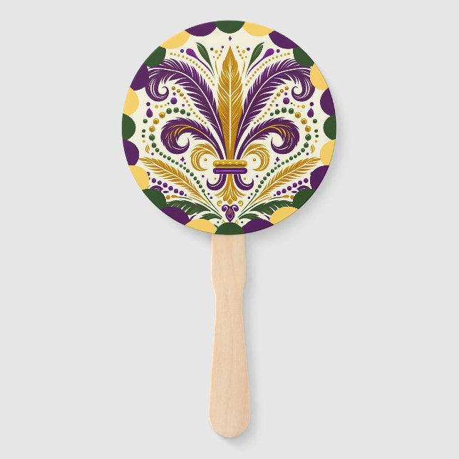 Abanico Mardi Gras flor de lis (Anverso)