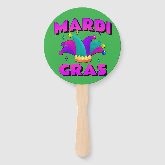 Abanico Mardi Gras Jester Gorra Hand Fan (Anverso)