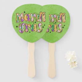 Abanico Mardi Gras verde amarillo