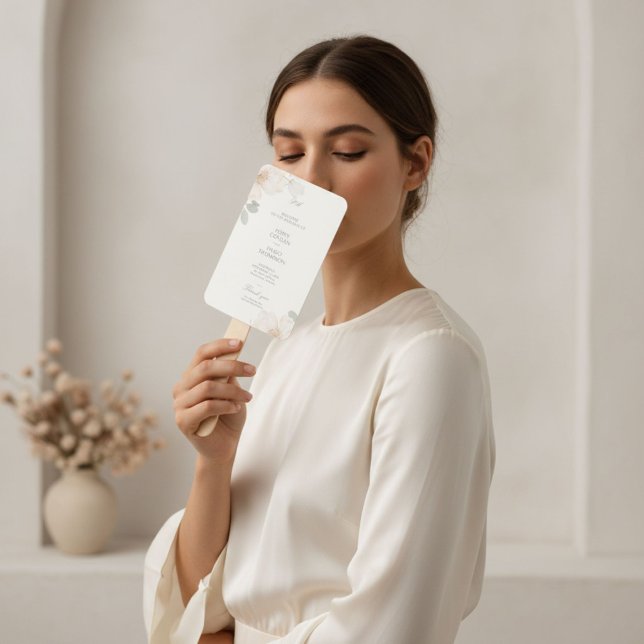Abanico Marfil | Programa de Boda de Flor de Acuarela Chic (Subido por el creador)