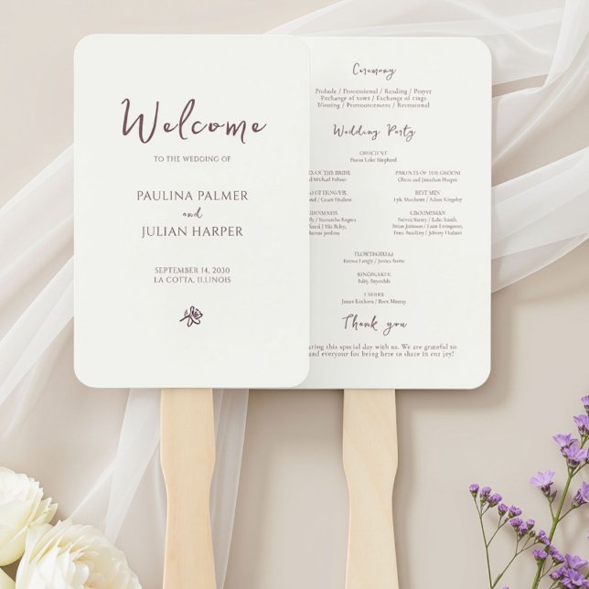 Abanico Marfil y Borgoña | Programa de Boda de Flores Chic (Subido por el creador)