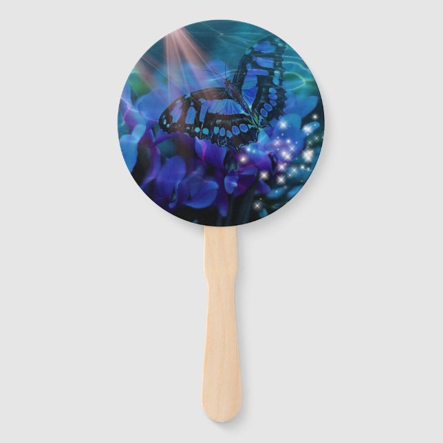 Abanico Mariposa azul mágica (Anverso)