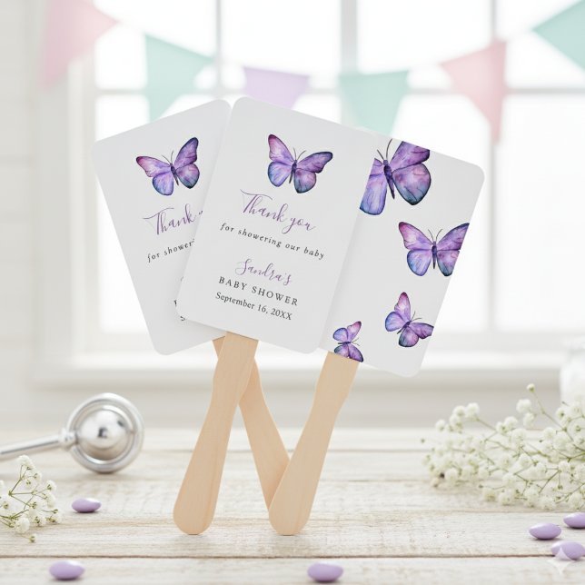 Abanico Mariposa Baby Shower Elegant Gracias Script (Subido por el creador)