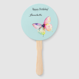 Abanico Mariposa rosa delgada en colores arcoiris pasteles