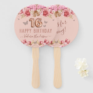 Abanico Mariposas Florales Rosa Felices 16 Años