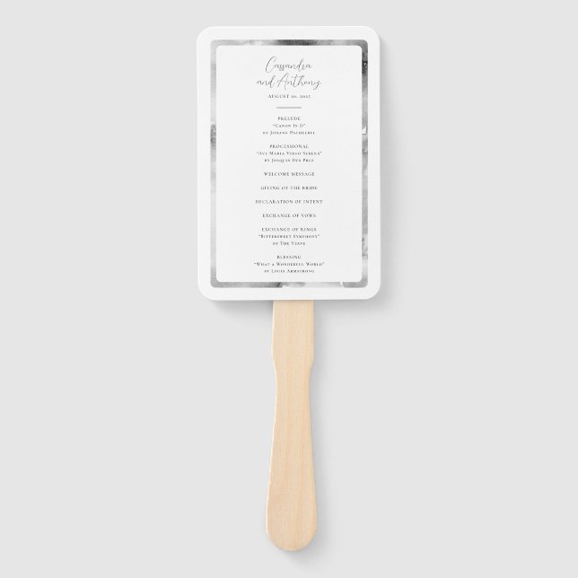 Abanico Mármol elegante de color blanco y negro (Anverso)