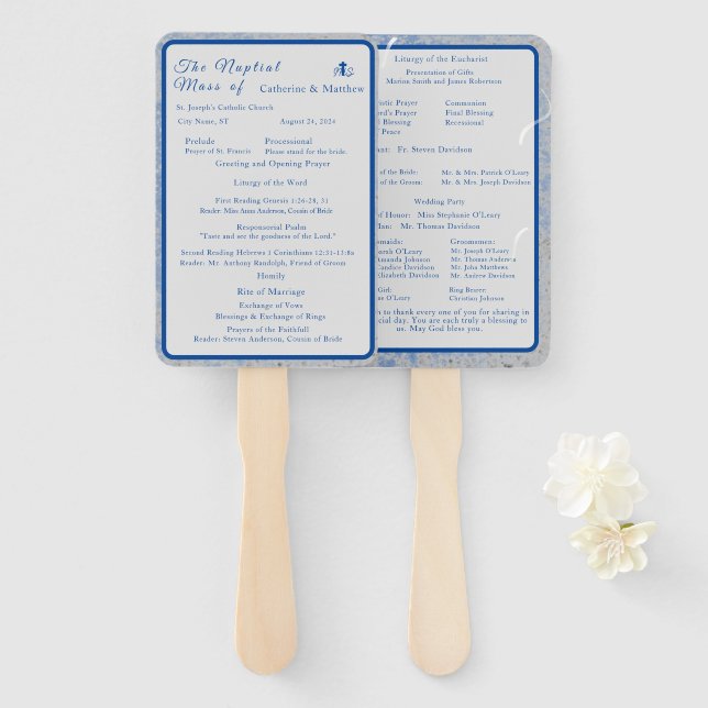 Abanico Masa Nupcial de Mármol Azul y Gris Grupo de fans (Anverso y reverso)