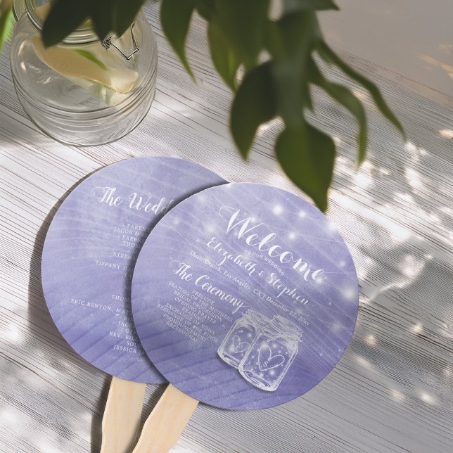 Abanico Mason Jars String Lights Wedding Program (Subido por el creador)