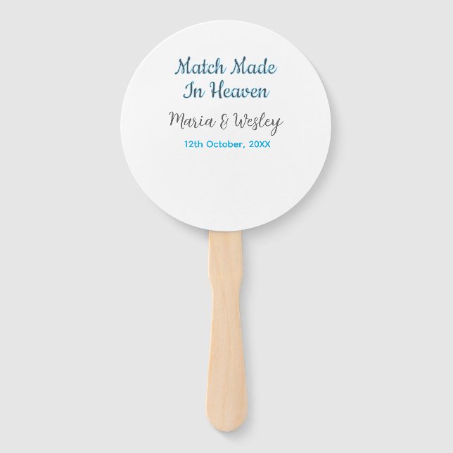 Abanico Match made in heaven blue black couple name date (Anverso)