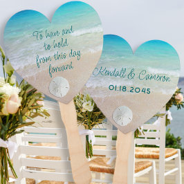 Abanico Matrimonio de bodas de playa diciendo