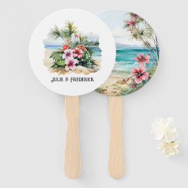 Abanico Matrimonio de destino caribeño acuarela