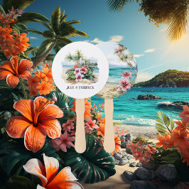 Abanico Matrimonio de destino caribeño acuarela