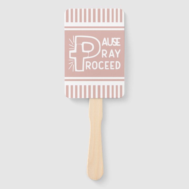 Abanico mauve pink Pause Pray Proceder Christian (Anverso)